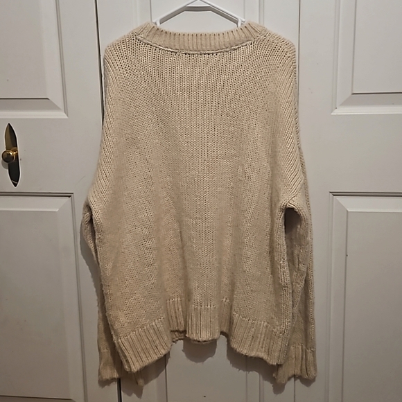 Victoria's Secret PINK Boyfriend Crewneck Cozy Knit Sweater Oatmeal/ L - Picture 5 of 10